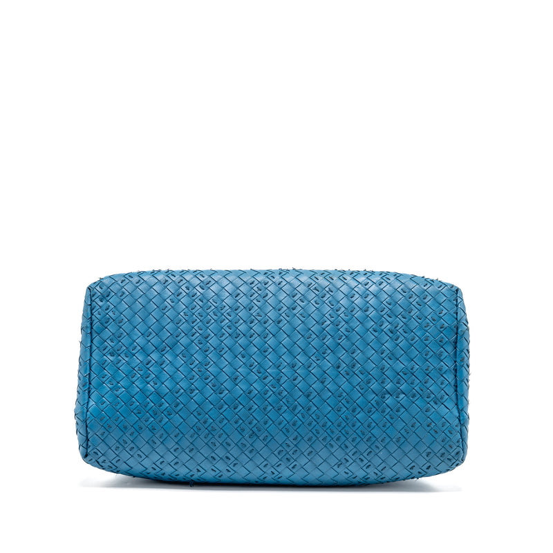 Bottega Veneta Intrecciato Roma Large Tote Bag Leather Blue Black Hardware