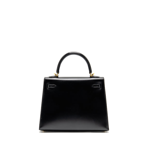 Hermes Kelly 25 Box Black GHW Stamp D