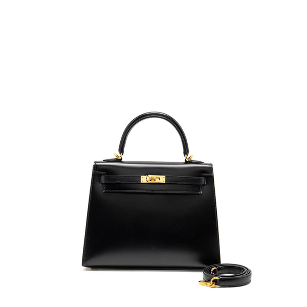 Hermes Kelly 25 Box Black GHW Stamp D