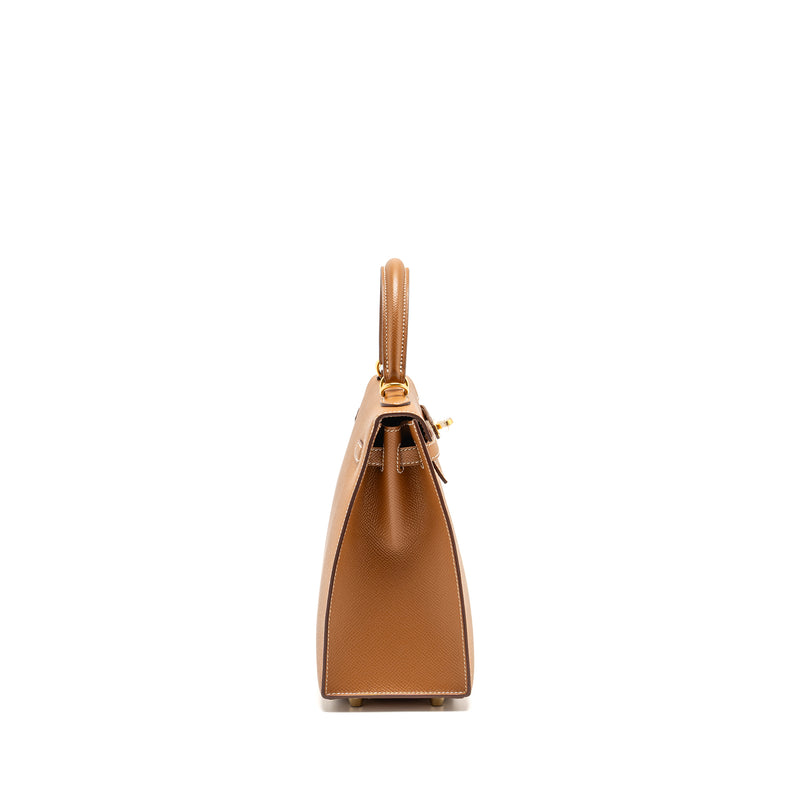 Hermes Kelly 25 Epsom Gold GHW Stamp D