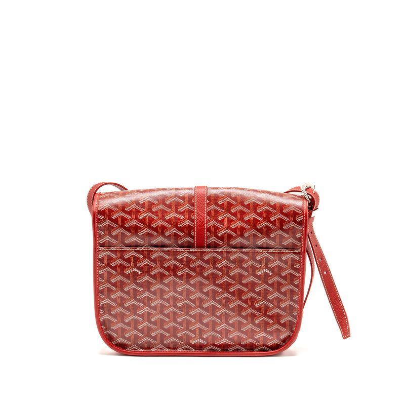 Goyard Belvedere MM Messenger Bag Goyardine Canvas/Calfskin Red SHW