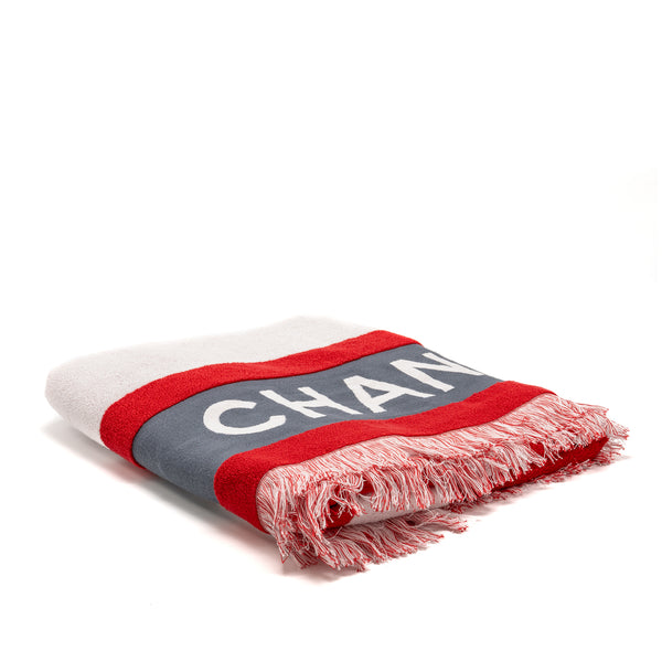 Chanel Bath Towel Cotton White/Red