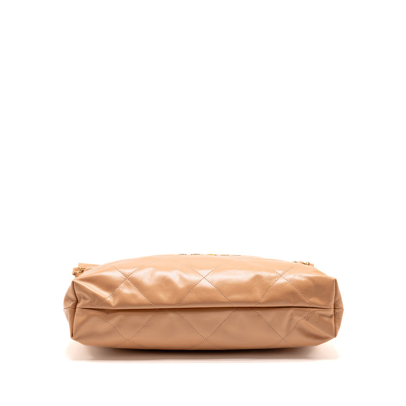 Chanel Medium 22 Bag Shiny Calfskin Light Beige GHW (Microchip)