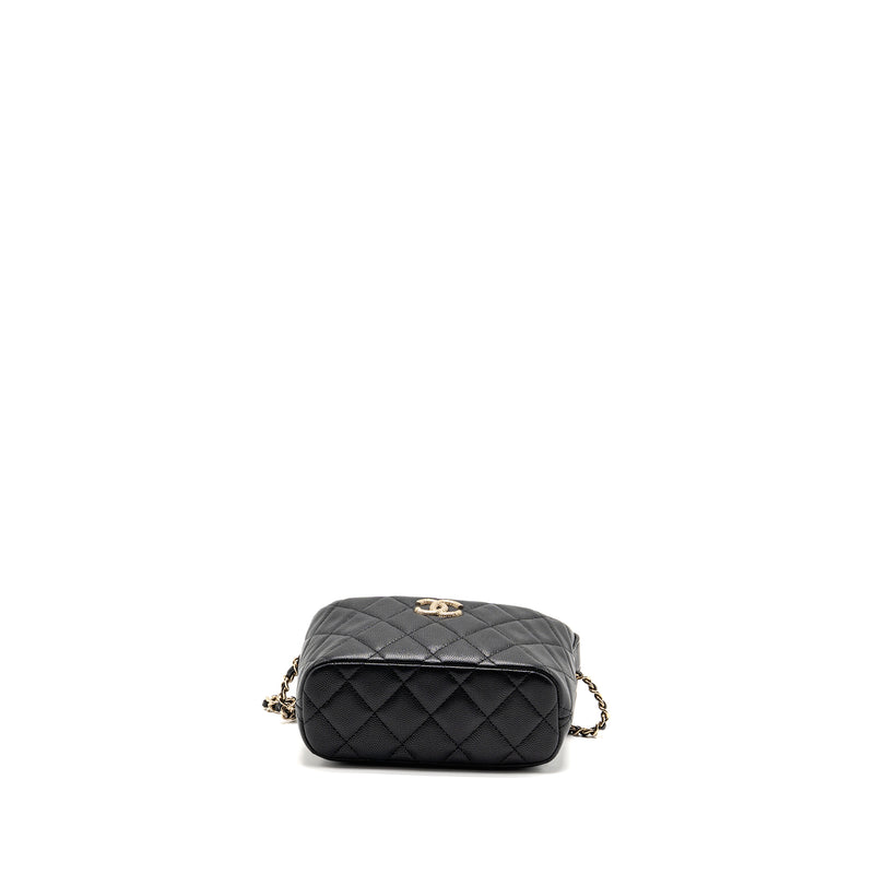 Chanel 25c detail Logo quilted hobo bag caviar black GHW (microchip)