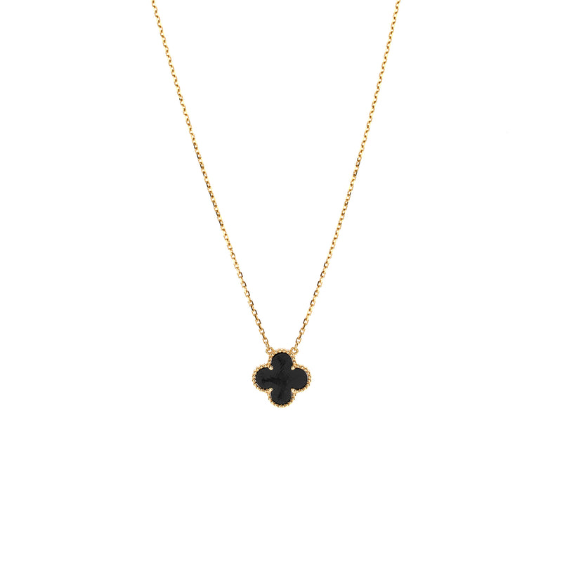 Van Cleef Vintage Alhambra Pendant 18k Yellow Gold , Onyx