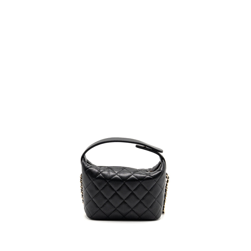Chanel 25c detail Logo quilted hobo bag caviar black GHW (microchip)