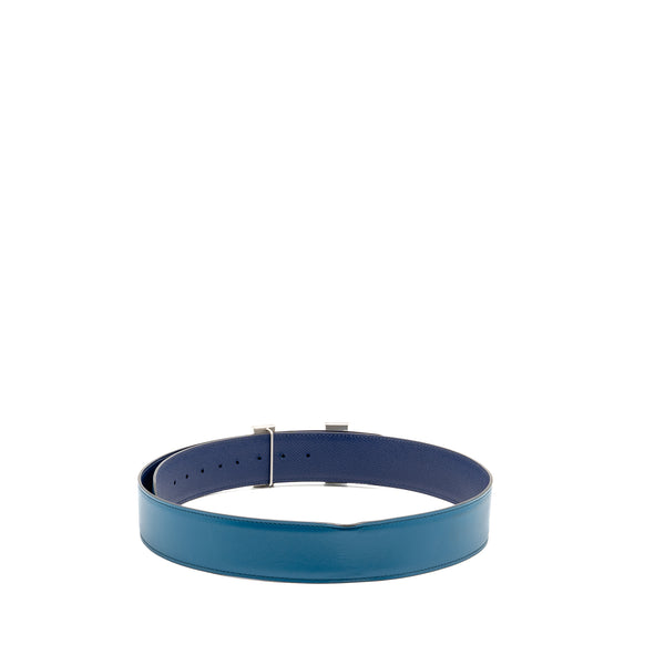 Hermes Size 95 Constance 41mm Reversible Belt Box/Epsom Blue Brushed SHW Stamp Square R