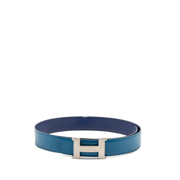 Hermes Size 95 Constance 41mm Reversible Belt Box/Epsom Blue Brushed SHW Stamp Square R