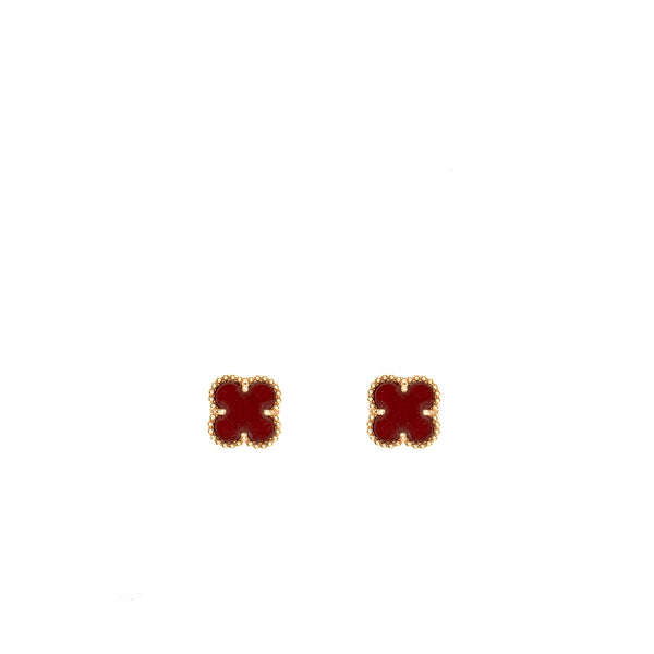 Van Cleef & Arpels Sweet Alhambra Earstuds Rose Gold, Carnelian