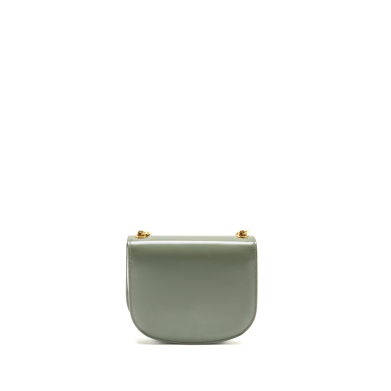 Celine Besace Clea Triomphe Chain Bag Shiny Calfskin Green GHW