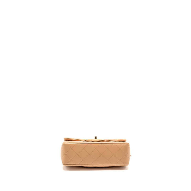 Chanel Top Handle Mini Rectangular Lambskin Beige LGHW (Microchip)