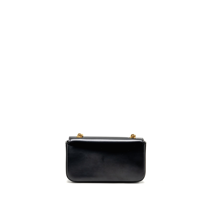 Celine Cuir Triomphe Chain Shoulder Bag Shiny Calfskin Black GHW