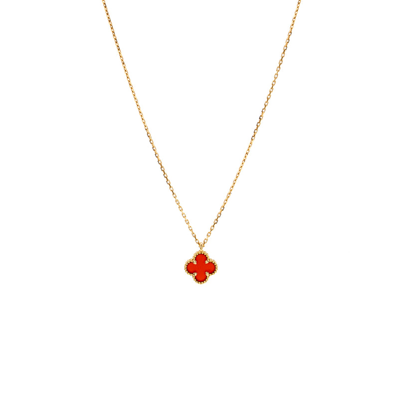 Van Cleef & Arpels Sweet Alhambra Pendant Rose Gold, Carnelian