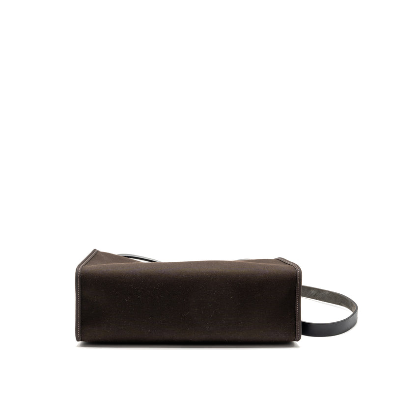 Hermes Herbag 31 Zip Bag Canvas/Hunter Leather Ebene/Noir SHW Stamp D