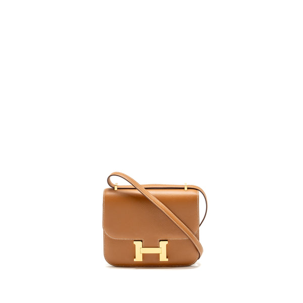 Hermes Mini Constance Epsom Gold GHW Stamp Z