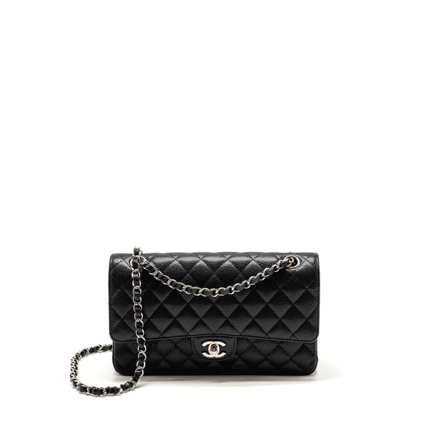 Chanel medium classic double flap bag caviar black SHW (microchip)