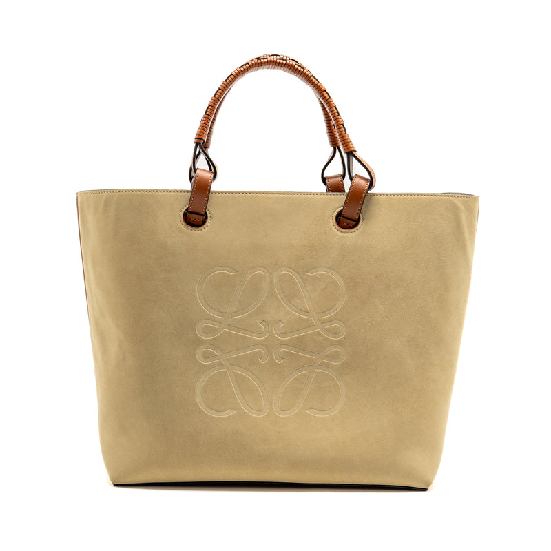 Loewe Anagram Tote Bag Suede Leather Beige/Brown