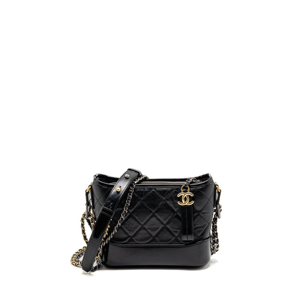 Chanel Small Gabrielle Hobo Bag Aged Calfskin Black Multicoloured Hardware (microchip)
