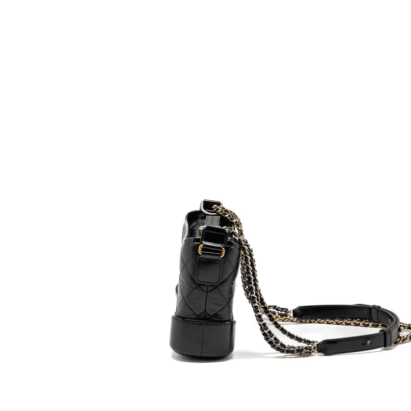 Chanel Small Gabrielle Hobo Bag Aged Calfskin Black Multicoloured Hardware (microchip)