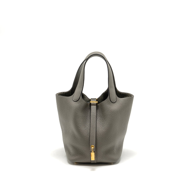 Hermes picotin 18 lock bag clemence Gris meyer GHW stamp U