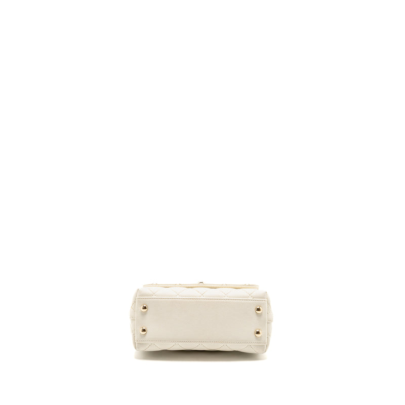 Chanel Mini Coco Handle Caviar White LGHW (microchip)