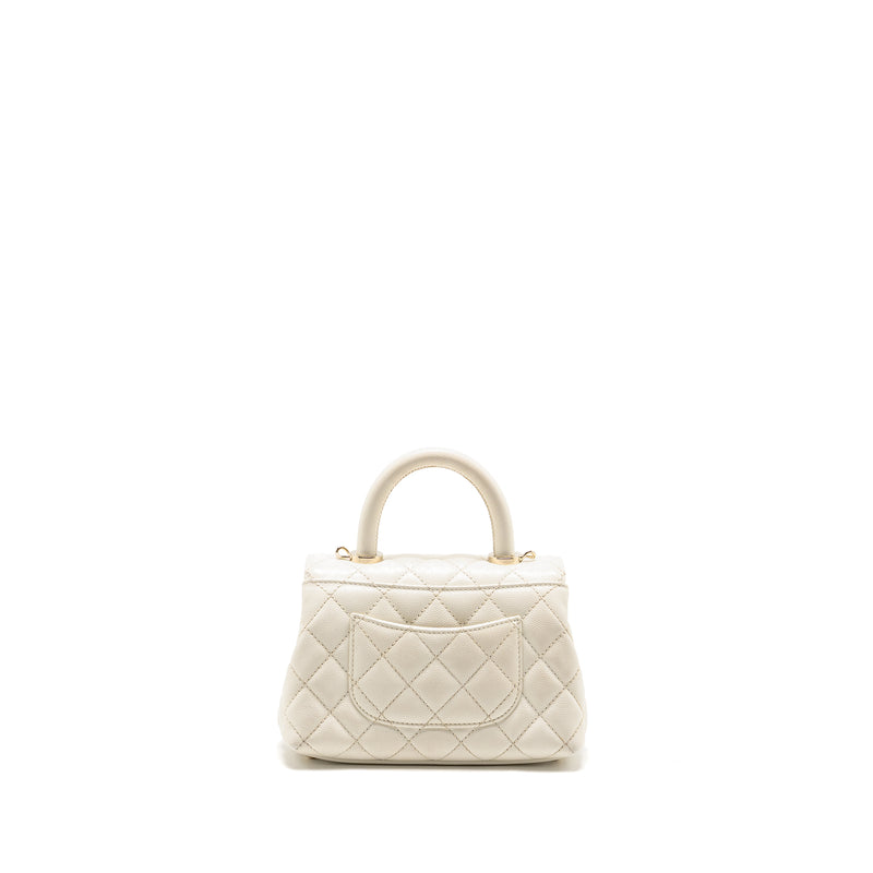 Chanel Mini Coco Handle Caviar White LGHW (microchip)