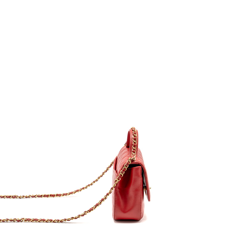 Chanel Chain Top Handle Infinite Flap Bag Leather Red GHW