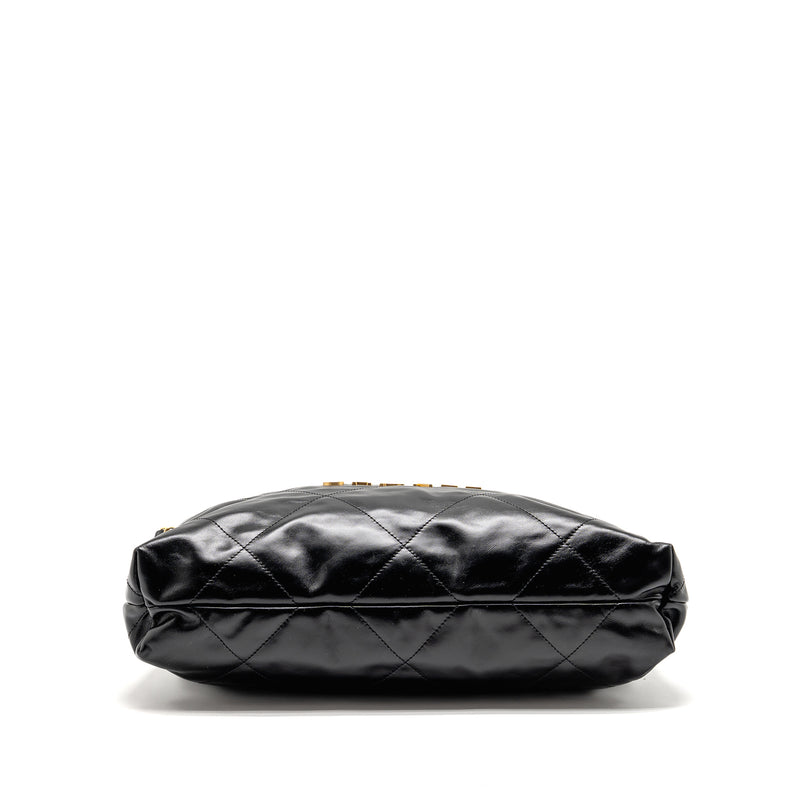 CHANEL Medium 22 Bag Shiny Calfskin Black GHW (Microchip)