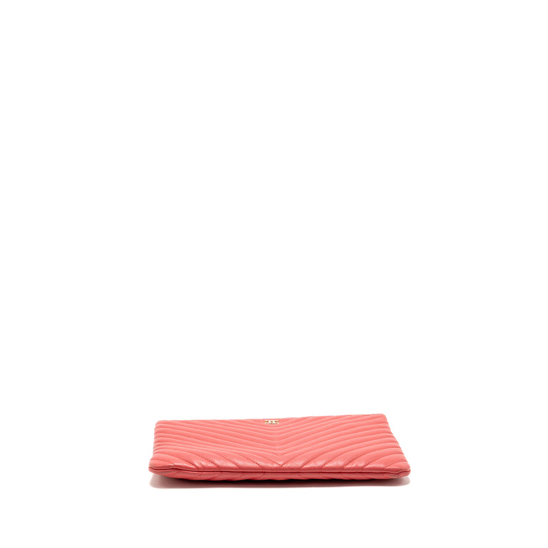 Chanel Chevron Clutch Lambskin Pink GHW