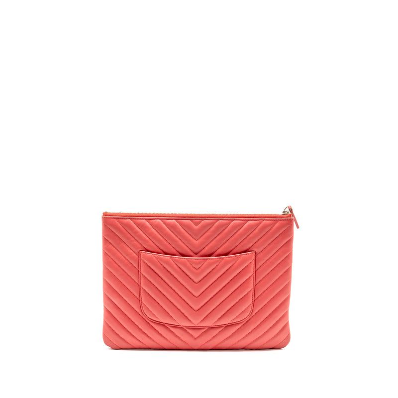 Chanel Chevron Clutch Lambskin Pink GHW
