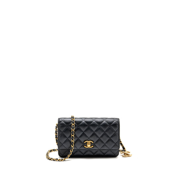 Chanel 23B Wallet On Chain with Adjustable Chain Caviar Black GHW (Microchip)