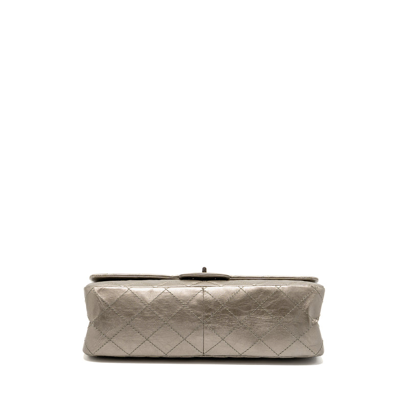 Chanel Maxi 2.55 Reissue Flap Bag Aged Calfskin Iridescent Light Grey Ruthenium Hardware