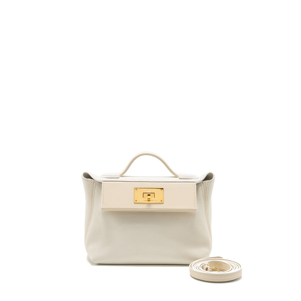 Hermes Mini 2424 24/24-21 Bag Evercolor/Swift Blanc/Nata GHW Stamp B