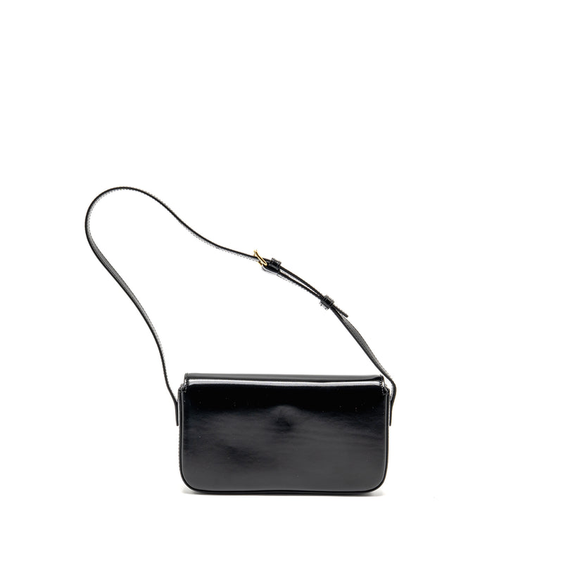 CELINE Triomphe Shoulder Bag Shiny Calfskin Black GHW