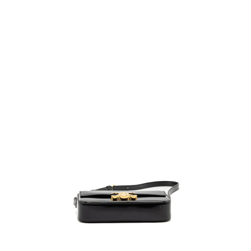 CELINE Triomphe Shoulder Bag Shiny Calfskin Black GHW