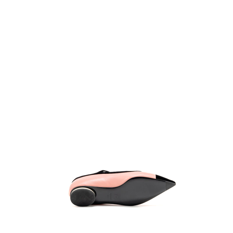 Chanel Size 38 Mary Janes Lambskin/Velvet Pink/Black LGHW