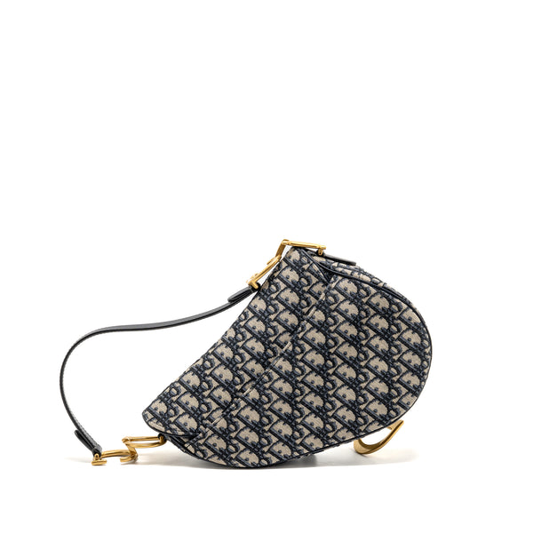 Dior Medium Saddle Bag Blue Oblique Canvas GHW