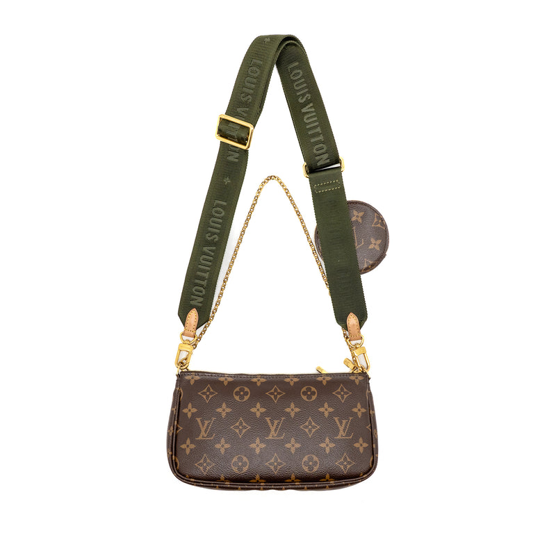 Louis Vuitton Multi Pochette accessories monogram canvas khaki strap GHW