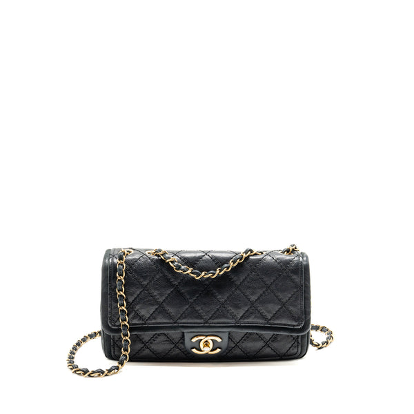 Chanel Quilted flap bag calfskin dark blue GHW