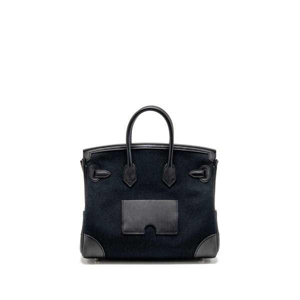 Hermes Birkin 25 Cargo Toile Goeland/Swift Black SHW Stamp W
