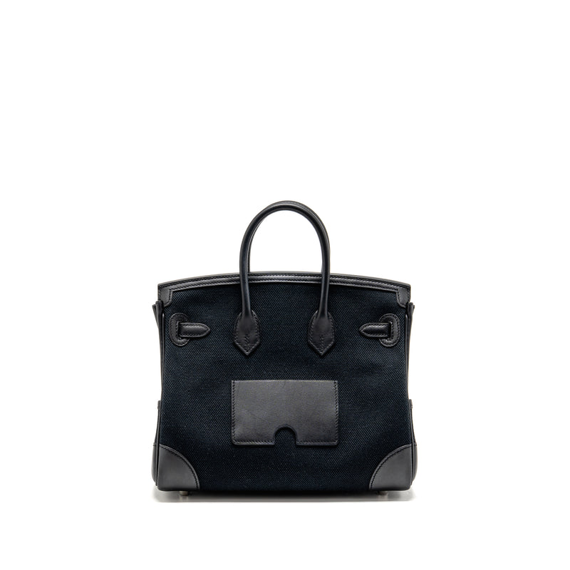 Hermes Birkin 25 Cargo Toile Goeland/Swift Black SHW Stamp W