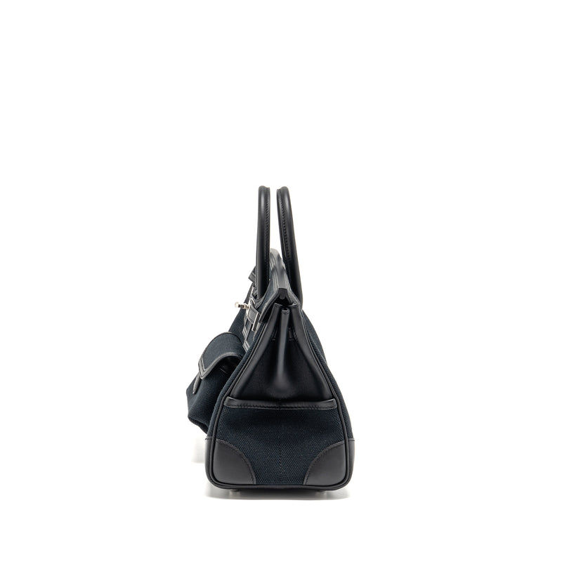 Hermes Birkin 25 Cargo Toile Goeland/Swift Black SHW Stamp W