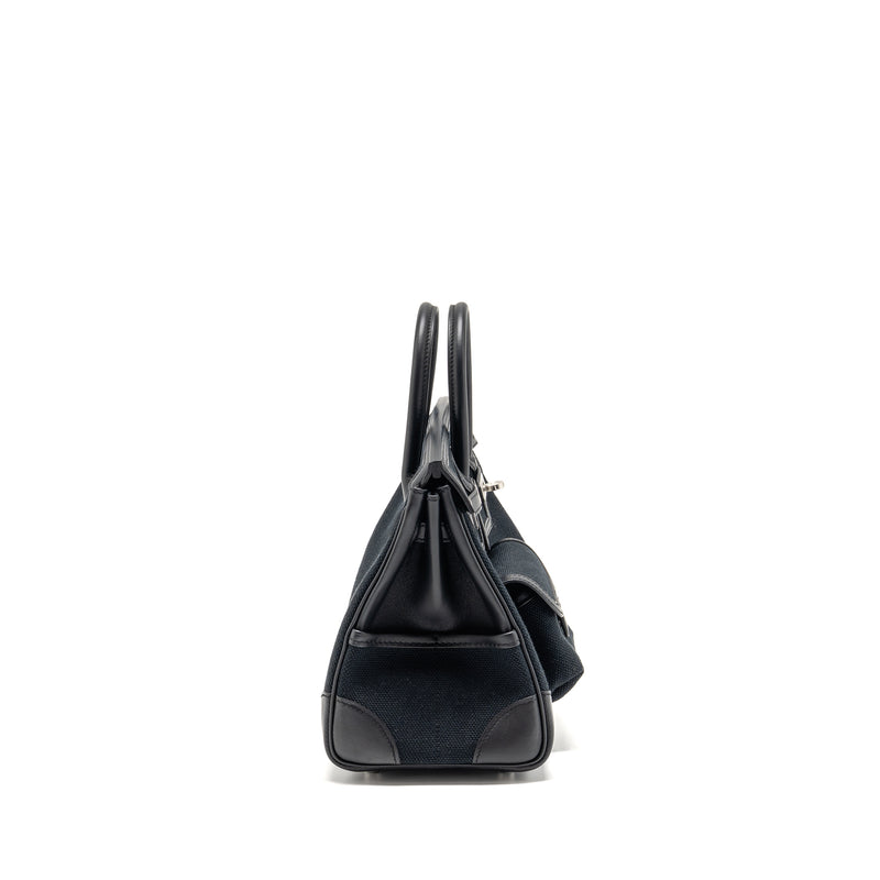 Hermes Birkin 25 Cargo Toile Goeland/Swift Black SHW Stamp W