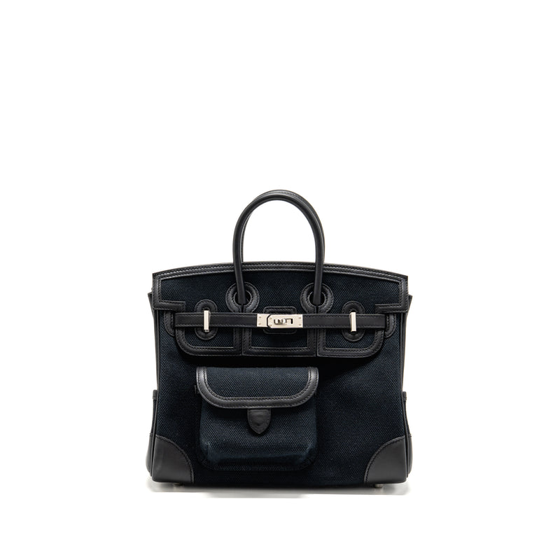Hermes Birkin 25 Cargo Toile Goeland/Swift Black SHW Stamp W