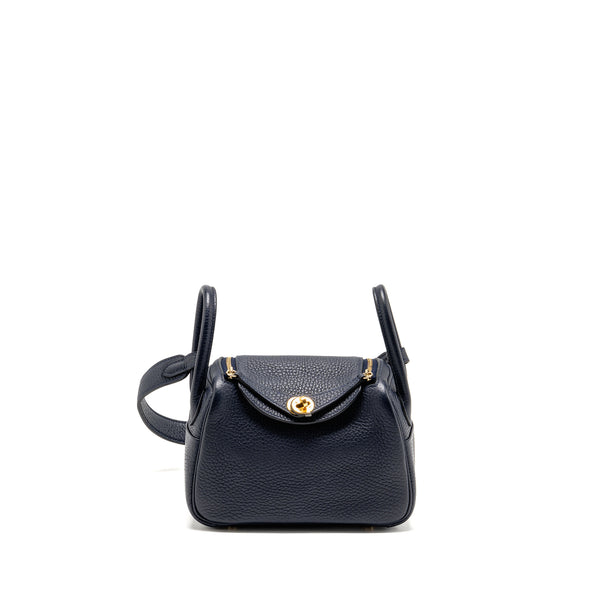 Hermes Mini Lindy Clemence Blue Nuit GHW Stamp B