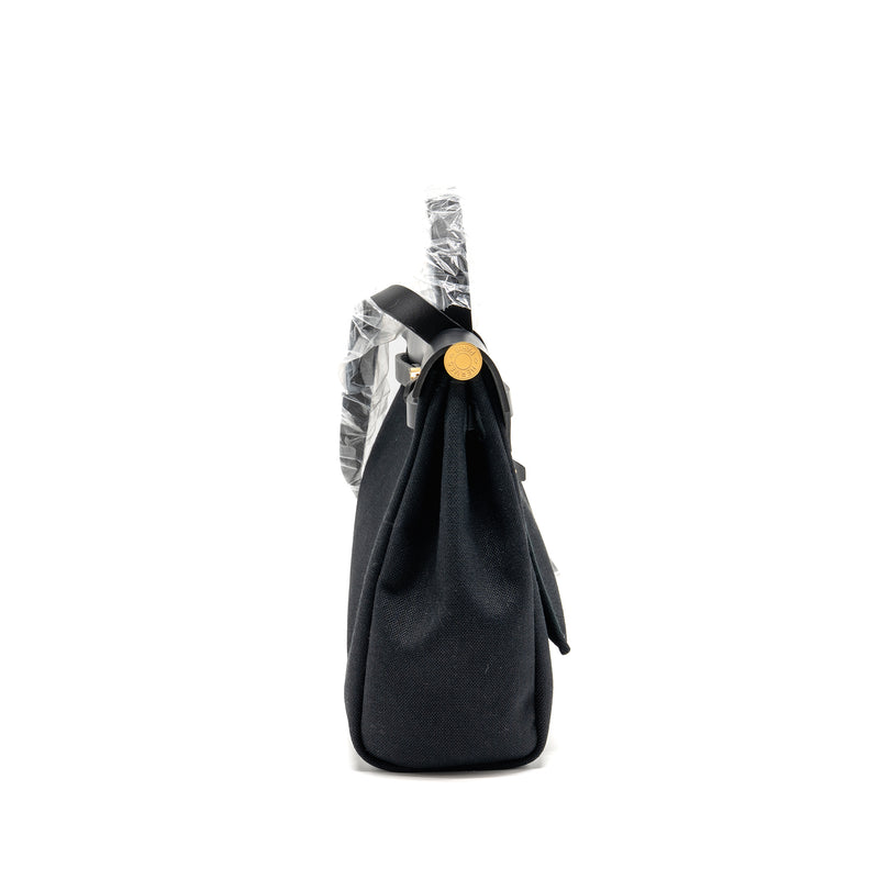 Hermes Herbag 31 Zip Bag Canvas/Hunter Leather Black GHW Stamp Z