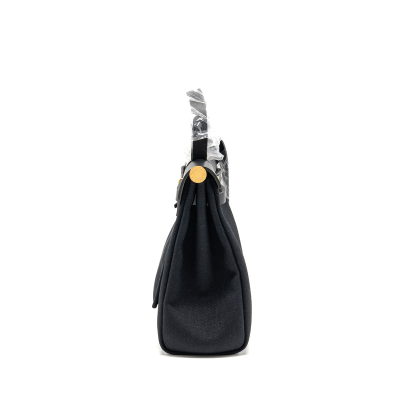 Hermes Herbag 31 Zip Bag Canvas/Hunter Leather Black GHW Stamp Z