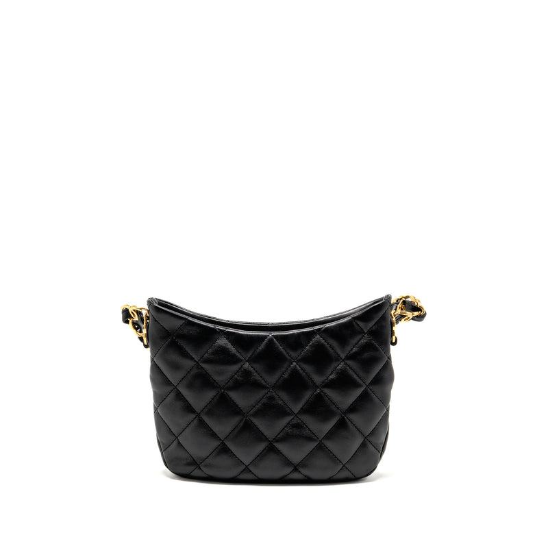 Chanel 22k Hobo Shoulder Bag Lambskin Black GHW