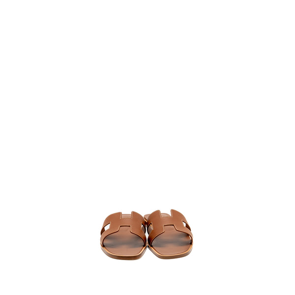 Hermes Size 37 Oran Sandals Calfskin Gold