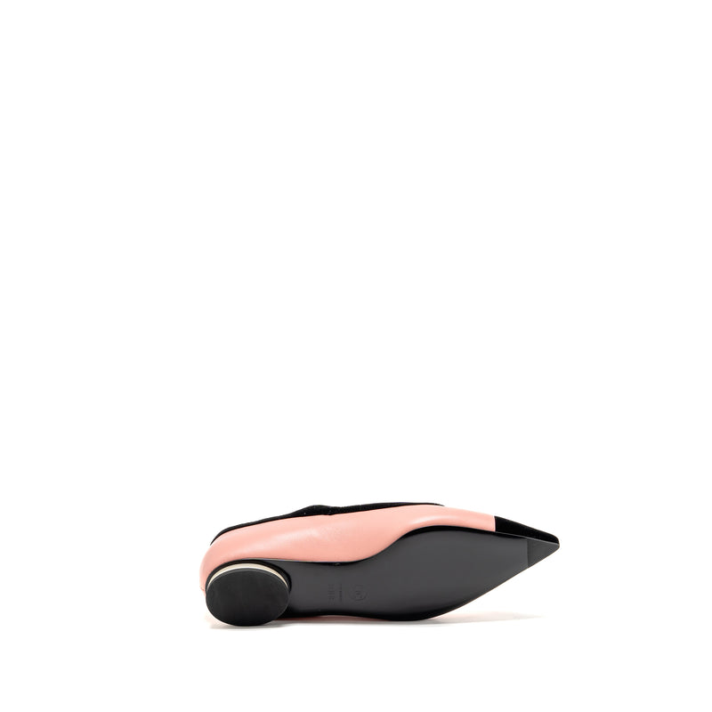 Chanel Size 38.5 Mary Janes lambskin/velvet Pink/Black LGHW